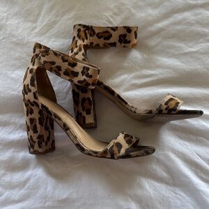 Leopard Print Block Heel Sandals